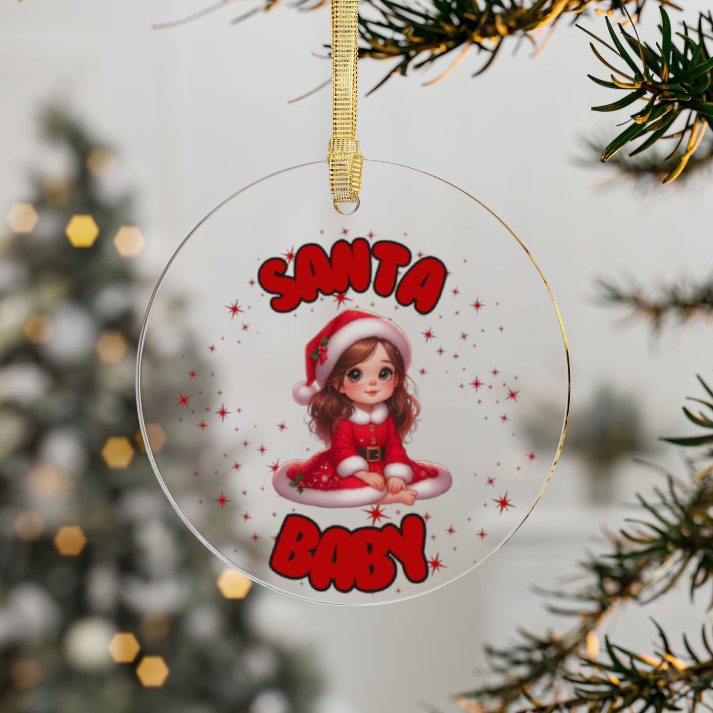 Santa Baby Girl Acrylic Christmas Ornament