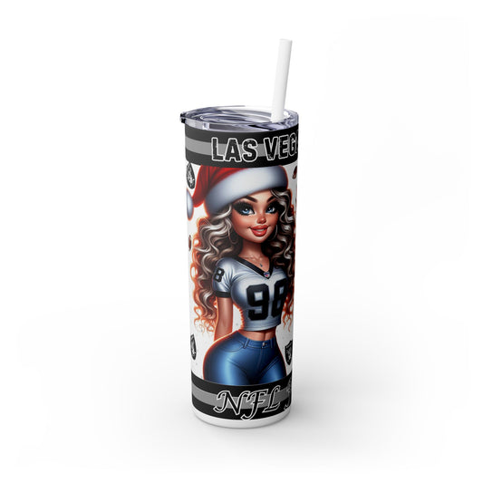 Raiders Fan Girl Christmas Tumbler with Straw, 20oz